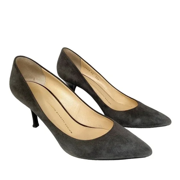 Giuseppe Zanotti High Heel Pump Gray Suede Pointed Toe Womens 40 IT / 10 US - Picture 8 of 14